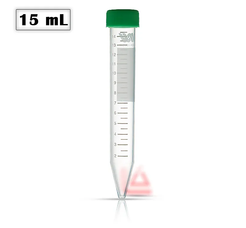 لوله فالکن تیوب پلاستیکی 15 سی سی آزمایشگاهی جهت استفاده در فرآیند سانتریفیوژ