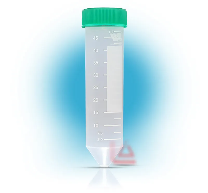 لوله فالکن پلاستیکی 50 سی سی آزمایشگاهی جهت استفاده در فرآیند سانتریفیوژ