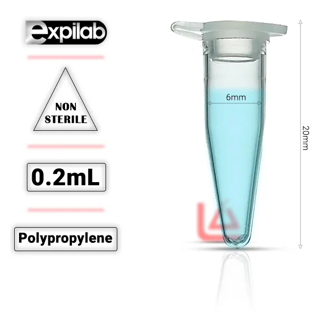 میکروتیوب 0.2 سی سی آزمایشگاهی، مورد استفاده در تحقیقات ژنتیک، شیمی؛ زیست، دامپزشکی و مطالعات مربوط به غشا، هورمون و ذرات، ساخته شده از جنس پلی پروپیلن