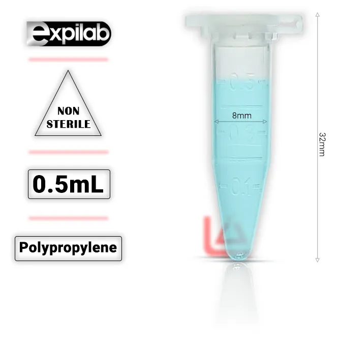 میکروتیوب 0.5 سی سی آزمایشگاهی، مورد استفاده در تحقیقات ژنتیک، شیمی؛ زیست، دامپزشکی و مطالعات مربوط به غشا، هورمون و ذرات، ساخته شده از جنس پلی پروپیلن