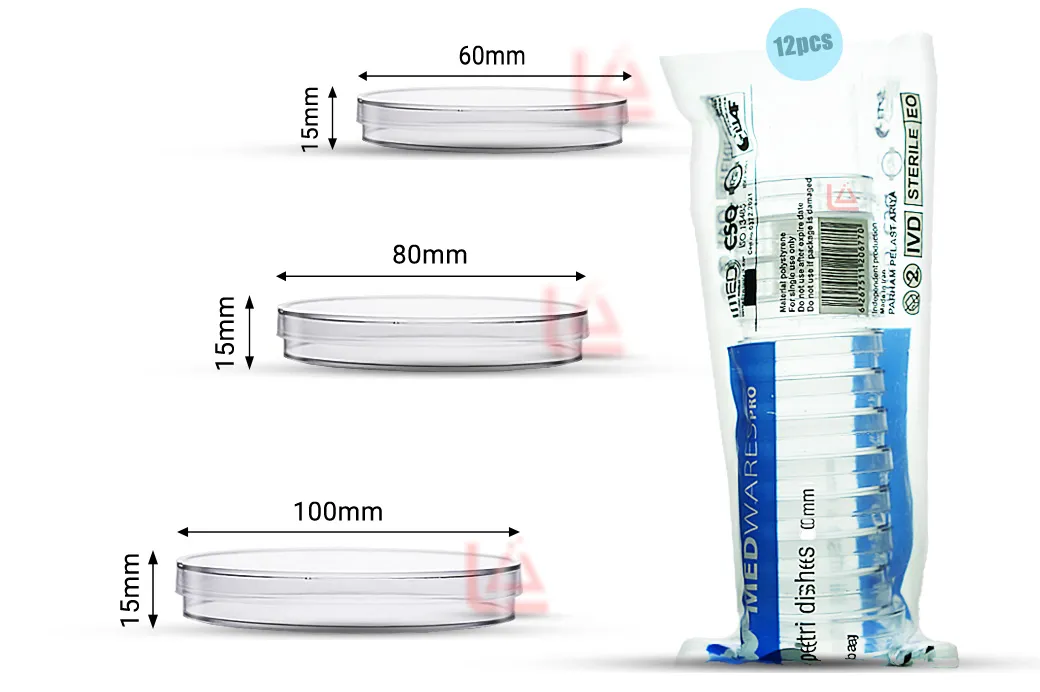 پتری دیش یا پلیت پلاستیکی استریل شده و شفاف برای یکبار مصرف، مورد کاربرد جهت کشت سلول، کشت باکتری. فروش عمده در ایران، غرب تهران و کرج